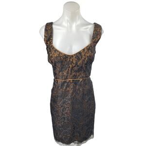 VTG Christopher Hunte 100% Silk Black Floral Lace Sleeveless Mini Sheath Dress M